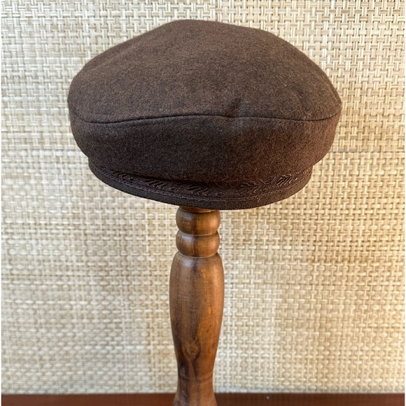 🌟HP🌟VTG 1970s-80s Authentic Brown Wool Blend Greek Fisherman Cap 7 1/2 - Picture 7 of 13